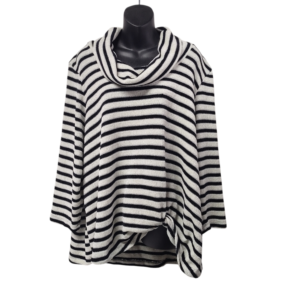 Ruby Rd. Women's Black White Cowl Neck Comfy Soft Sweater Plus Size 3X